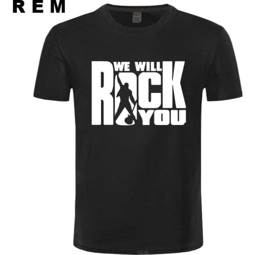 Queen We Will Rock You Glam Rock Mens T-Shirt T Shirt Men New Short Sleeve O Neck Cotton Casual Top Tee Camisetas Hombre