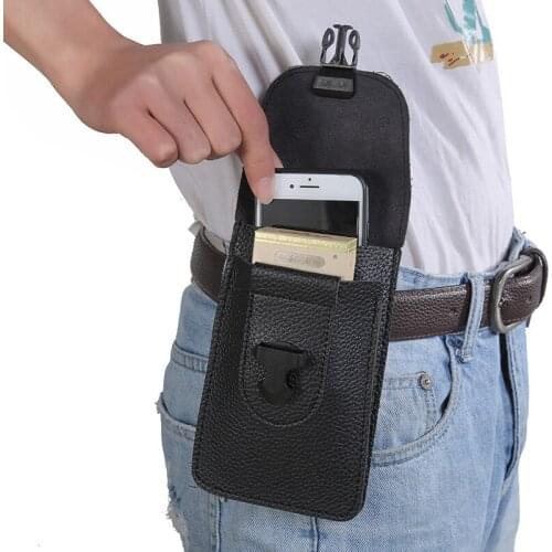2020 Men Waist Pack Men Cellphone Loop Holster Case Belt Waist Bag Props Leather Purse Phone Wallet