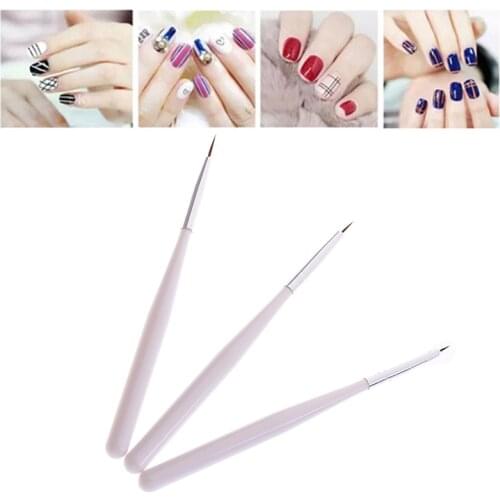3Pcs Nail Art Gel Polish Painting Dotting Pen Set False Nail Drawing Line Tips Brushes