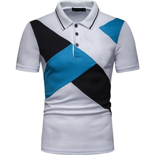 2021 new color stitching slim fashion best-selling breathable mens plus size POLO shirt