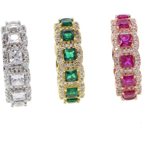 White green red zirconia engagement bands full cz finger ring high quality cz eternity rings