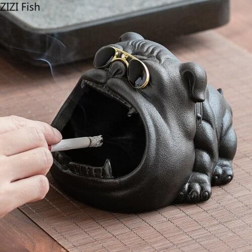 Cartoon Cute Animal Art Ashtray Eyes Dog Creative Home Living Room Office Windproof and Fly-proof High Capacity Portable Ashtray