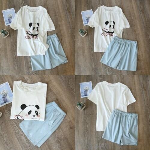 New Womens Pajamas Summer Short-sleeved Shorts Cotton Two-piece Suit Ladies Thin Summer Casual Jacket Shorts Suit Home Service