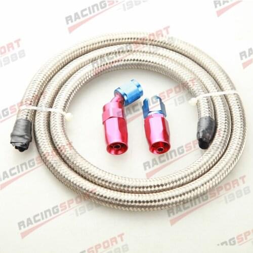 Stainless Steel Braided AN-10 Fuel Gas Line Hose 1M + Swivel Hose End Fitting