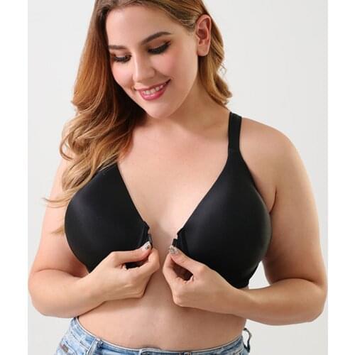 Plus Size Front Closure Bra Seamless Underwire Thin Large Cup E F Big Chest Gathering and Shaping Underwear Women Bra Wide Strap