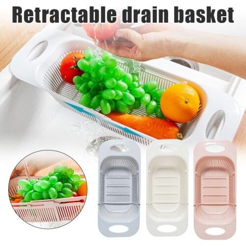 Over the Sink Colander Strainer Basket Wash Vegetables Fruits Drain Dry Dishes Extendable Kitchen