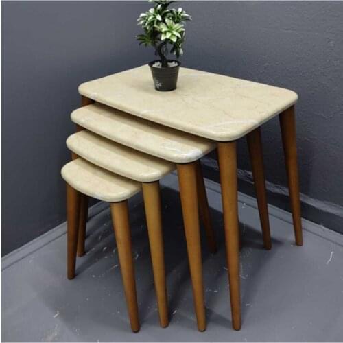 Modern Luxury Mdf 4'lü Zigon Coffee table Set D Model White coffe table