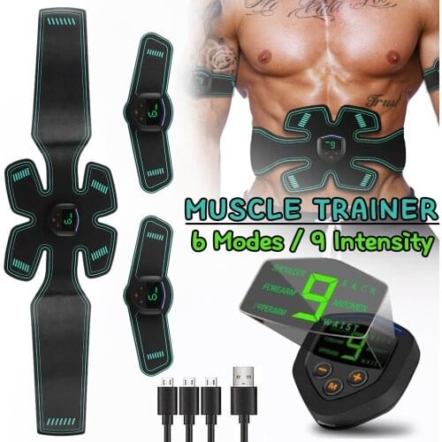 Digital Display Fitness Abdominal Muscle Training Stimulator Device Vibration Body Slimming Massager Rechargeable Muscle Trainer