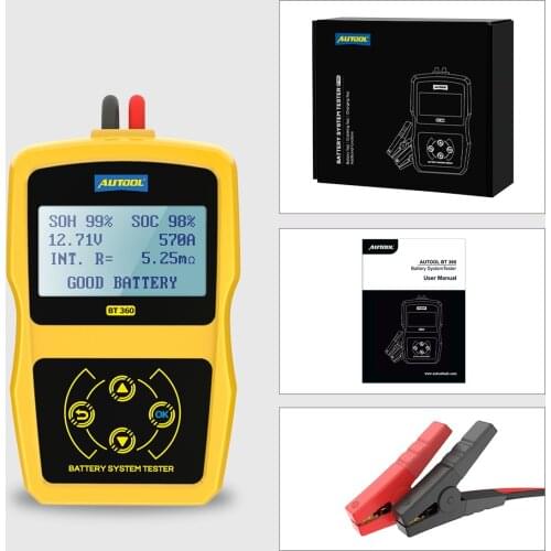 Newest BT360 12V Car Battery Tester Digital Automotive Diagnostic Battery Tester Analyzer Vehicle Cranking Charging Scanner Tool