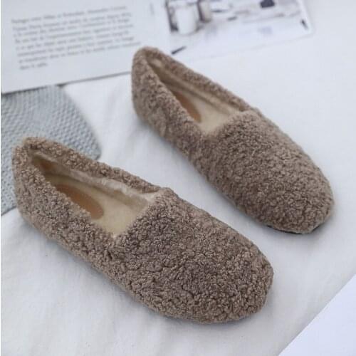 Women Flock Flats shoes 2019 Loafers Ankle Flat Loafers Flock Roman Warm Casual Shoes Female Slip on Flat Shoes Ballet Flats