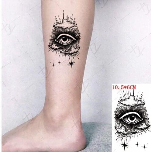 Waterproof Temporary Tattoo Sticker Black Eye of God Stars Lines Design Tatto Flash Tatoo Fake Tattoos for Kids Men Women