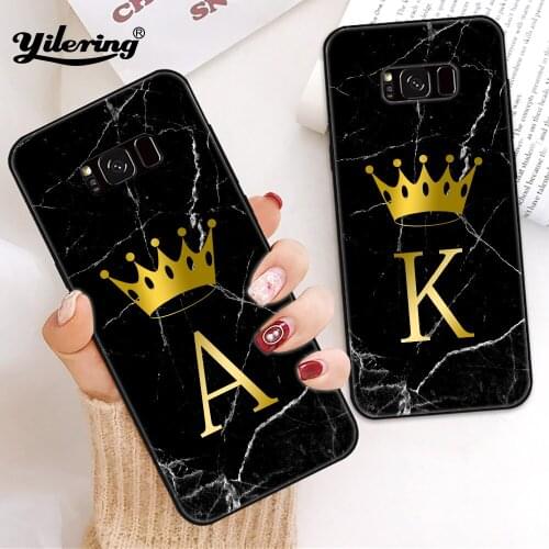Choose your own initials for Case Samsung Galaxy S8 S9 S10 Plus S7 S7 edge S10e Phone case for S10 e S8 Black soft Silicone TPU