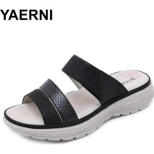 YAERNI New Summer Shoes For Women Fashion Peep Toe platform Sandals Non-slip Women Slippers Large size Casual Beach Shoes