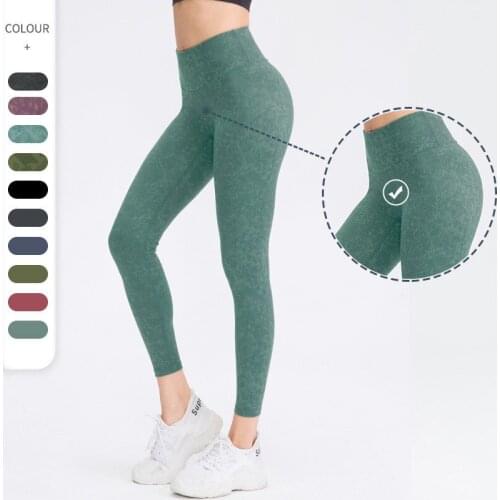 Womens Nude Printed Yoga Trousers High Waist Hip Lifting No Embarrassment Line Stretch Fitting Fitness Pants