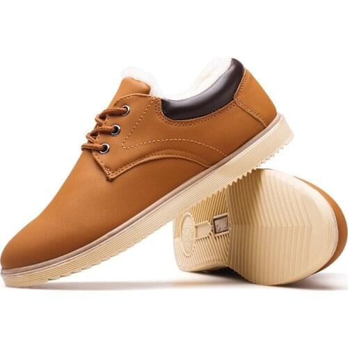 Winter Mens Shoes Single Wild Casua Mens Tooling Low To Help Leather Work Casual Korean Waterproof Shoes