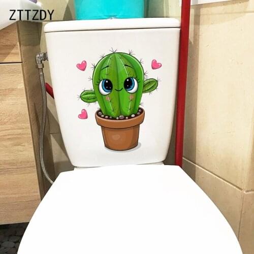 ZTTZDY 20×24.5CM Cute Cartoon Cactus Home Kids Room Wall Stickers Creative Toilet WC Decoration T6-0009
