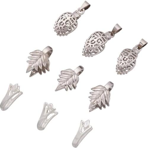 15pcs/set Brass Ice Pick Pinch Bails Connector Clasp Clip Pendant Clasp Hook for DIY Jewelry Making Accessories Finding