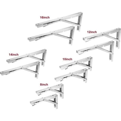 2Pcs Stainless Steel Folding Stand Table Shelf Brackets Heavy Wall Mounted Kitchen Microwave Bench Tables Triangle Support Racks