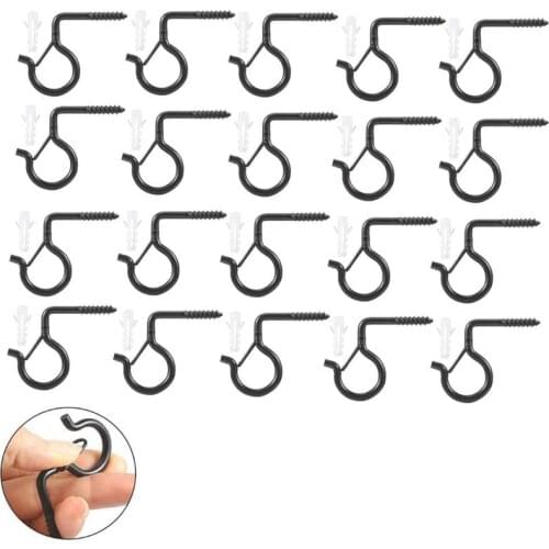 20Pcs Light Hooks Heavy Screw High Quality Cup Hook Iron Plated Wall Hanging Hanger Shouldered Screw Hooks