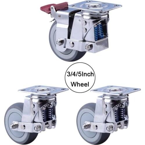 4PCS Silent Damping Wheel with Spring, TPR Wheel Anti-Seismic Caster,for Heavy Equipment,Gate,Industrial Casters JF1874