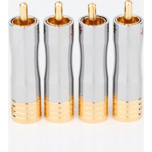 4 Pcs RCA Plug Audio Cable Male Connector Gold plated Adapter
