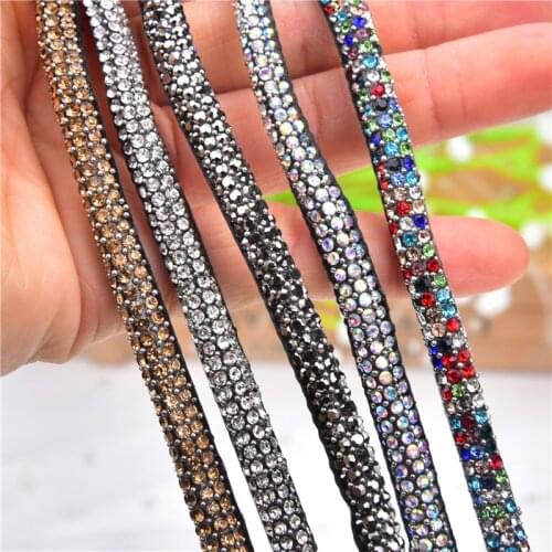 5Pcs Hotfix Crystal Ab Sparking Rhinestones Chain Trim 40Cm Bridal Applique Strass Diamond Mesh Banding Iron On Shoes Diy Hair