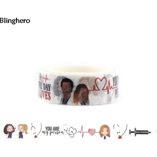 Blinghero Greys Anatomy 15mmX5m Washi Tape Stylish Masking Tape Notebook Stickers Cool Hand Account Tapes Adhesive Tape BH0058