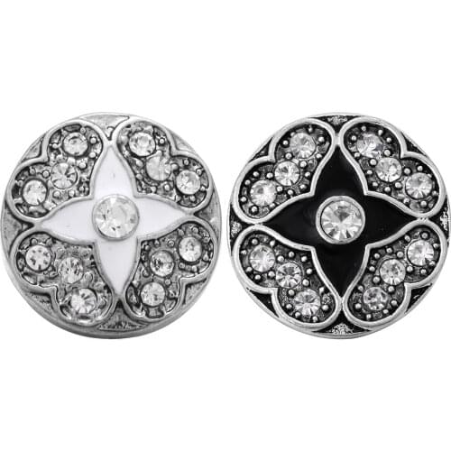 10pcs/lot New Snap Jewelry Oil Painting Crystal Flowers Metal Snap Buttons Fit 18mm Snap Bracelet Bangle for Women Men