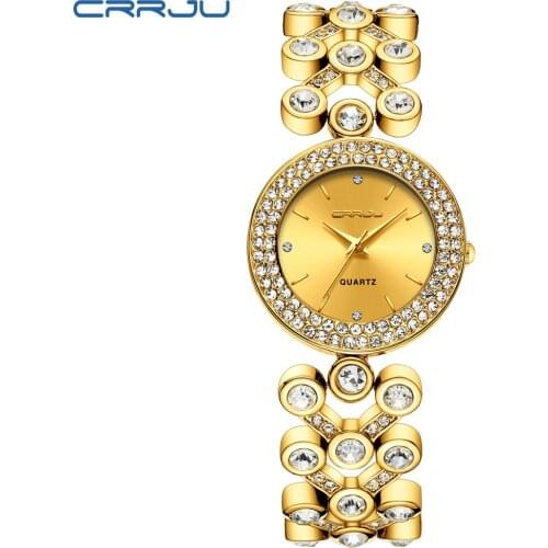 CRRJU Fashion Watch Women Watches Luxury Rhinestone Watch Full Steel Bracelet Ladies Watch Clock relogio feminino reloj mujer