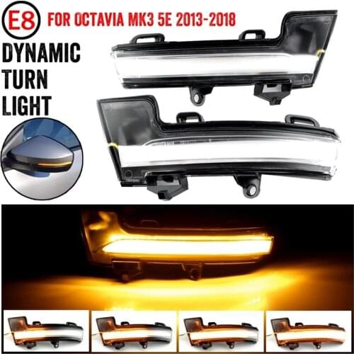 For Skoda Octavia Mk3 A7 5E T-Roc Troc T-Cross 2014-2020 Car LED Dynamic Side Rearview Mirror Light Turn Signal Light