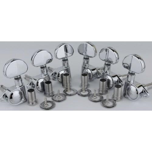 Guitar Machine Heads 3L3R Handed– 1:21 Sealed Tuners Tuning Key Pegs with Big handle Replacement for Electric Chrome
