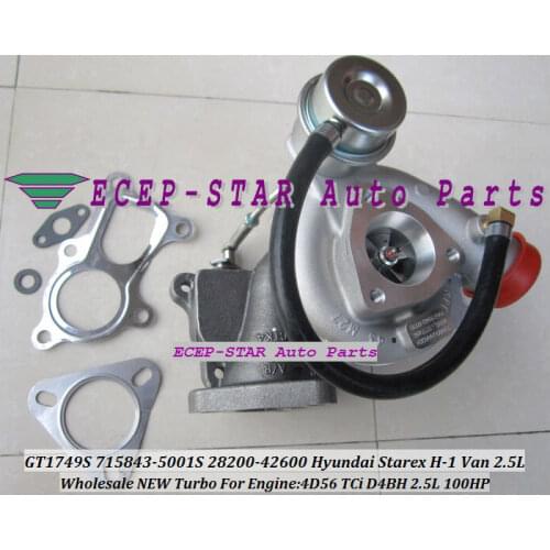 GT1749S 715843-5001S 28200-42600 715843 Turbocharger For Hyundai Light Truck H-1 Van H-100 TCi For KIA Bongo D4BH 4D56TCi 2.5L