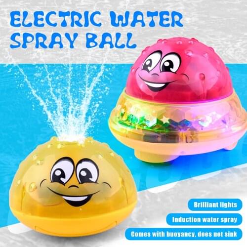 Baby Bath Bubble Toys Induction Water Spray Ball Musical Fountain Toy Summer with LED Light 2 in 1 ABS Gift for Toddlers