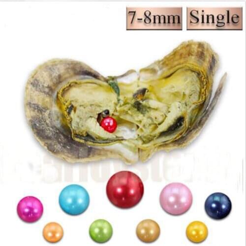 Individually Wrapped Akoya Oysters Pearls Jewelry 20pcs Seawater Oysters with 7-8MM Round Akoya Pearls Mixed 27 Colors FP390