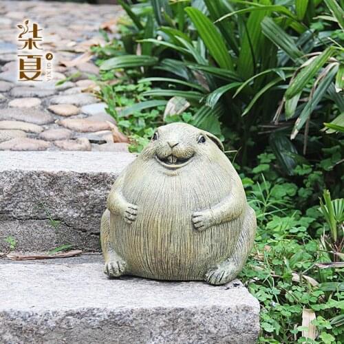 Simulation Resin Cartoon Rabbit Ornaments Garden Courtyard Decorations Animal Sculpture Home Furnishings Housewarming Gifts