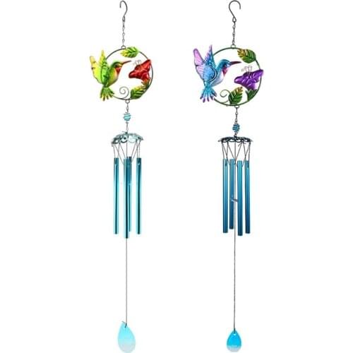 Hummingbird Wind Chimes Bells Indoor Outdoor Stained Glass Windchimes for Window Garden Yard Patio Balcony Decoration