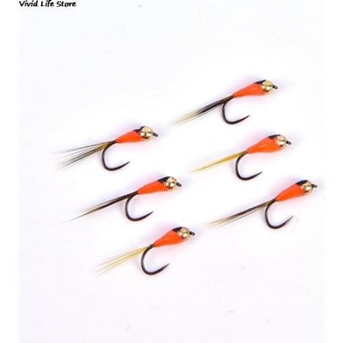 6PCS Hook Tungsten Perdigon Nymph Small Beadheads Fly Rainbow Brown Trout Grayling Trout Fishing Quick Sink Fly