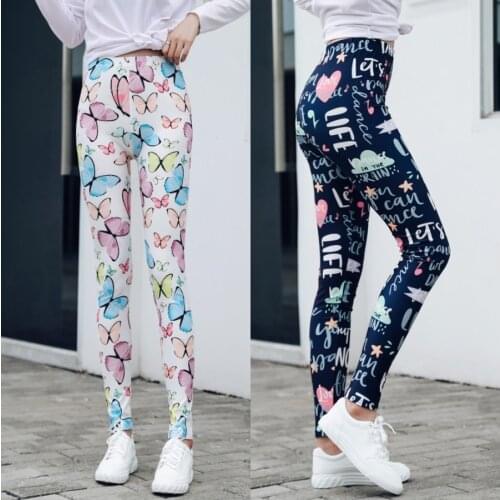 Spring and Autumn 2021 Thin Silk Elastic Leggings Printing Butterfly Football Basketball Letter Pants For Women Running Trousers