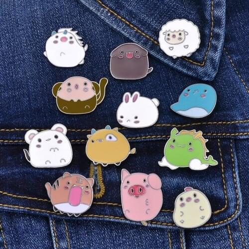 Cute Chinese Zodiac Brooches Pins 12pcs Different Animals Styles Woman Man Jacket Badge Fashion Jewelry Gift