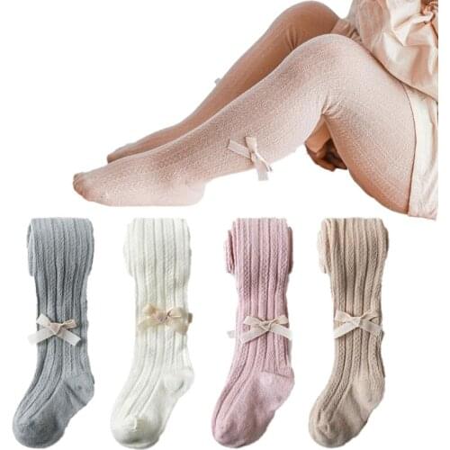 Sweet Bowknot Pantyhose for Princess Girls Clothes Cotton Knit Mesh Kids Tights for Girls Stocking Children Legging Thin Pants