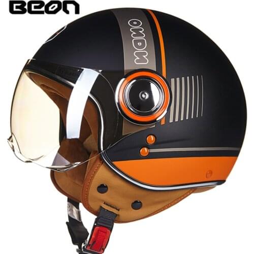 BEON Motorcycle 3/4 Retro Helmets Vintage Chopper Open Face Helmet Moto Casque Casco Capacete Men Women Scooter Motorbike