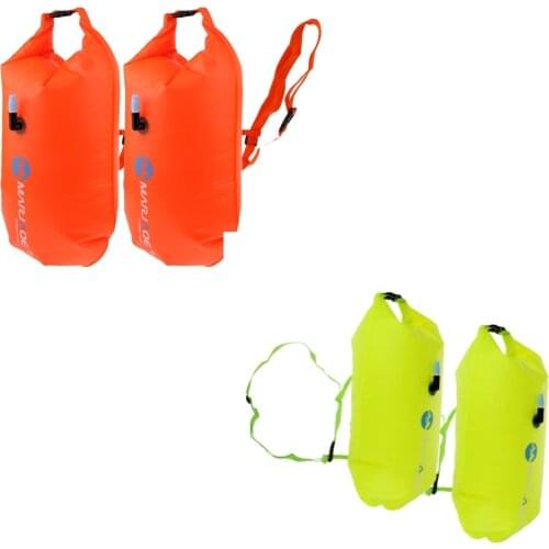 2pcs High Visibility Swimming Inflatable Dry Bag Swim Safety Float Flotation Device Open Water Swim Buoy for Diving Snorkelling