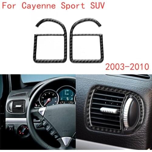 Carbon Fiber Car Left Right Air Outlets Panel Trim Cover Sticker For Porsche Cayenne Sport SUV 2003-2010 With Navigation System