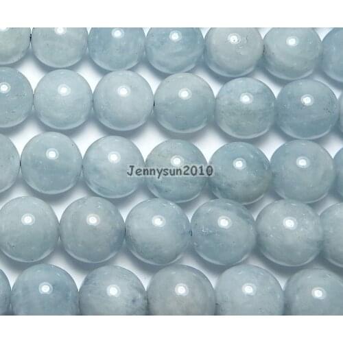 Natural Aquam arine Gems Stone 8mm Round Beads 15.5'' for Jewelry Making Crafts 2 Strands/Pack