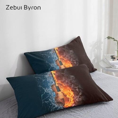 3D HD Pillow Case Pillowcase Custom/50x70/50x75/50x80/70x70 Decorative Pillow Cover,Ice fire guitar Bedding Drop Ship
