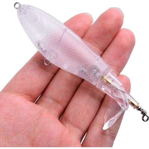 10pcs Unpainted Whopper Plopper 14.8g Floating Popper Fishing Lure Artificial Hard Bait Wobbler Rotating Tail Fishing Tackle