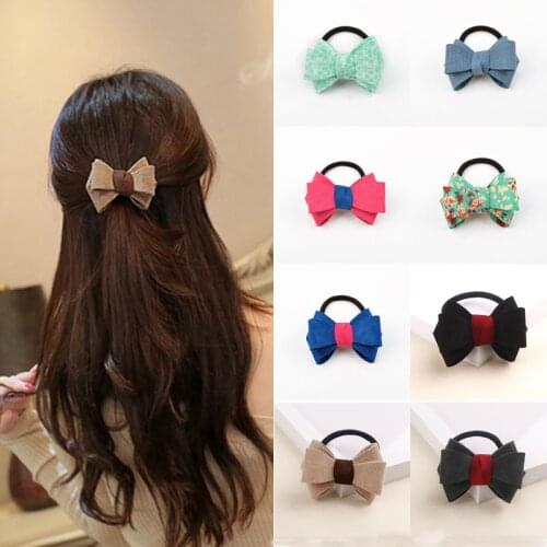 New Bowknot Ponytail Elastic Holders Beauty OL Style Quality Hair Accessories Girl Women Rubber Band Tie Gum