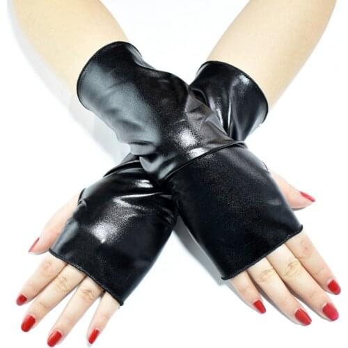 JNKET New Women Fingerless Gloves PU Leather Gloves Halloween Gloves Party Costume Accessories Dance Gloves
