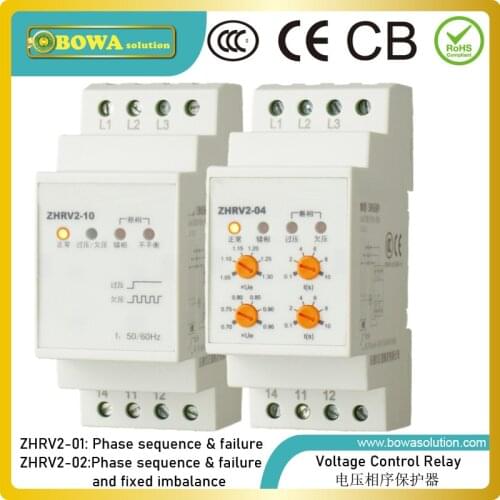 ZHRV2-01/02 Voltage monitoring relay protects refrigeration compressor motors from imbalance, phase failure and phase sequence