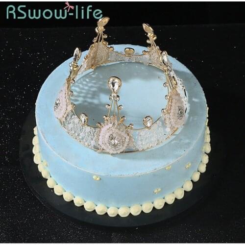 Birthday Cake Decoration Crown Luxury Handmade Crystal Beaded Crown For Birthday Party Cake Decoration